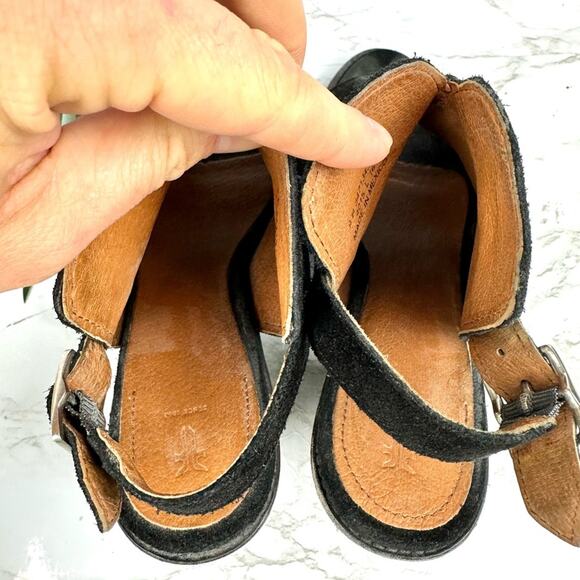 Frye Courtney Suede Slingback Heeled Mule Bootie Black Size 9 - Picture 8 of 13